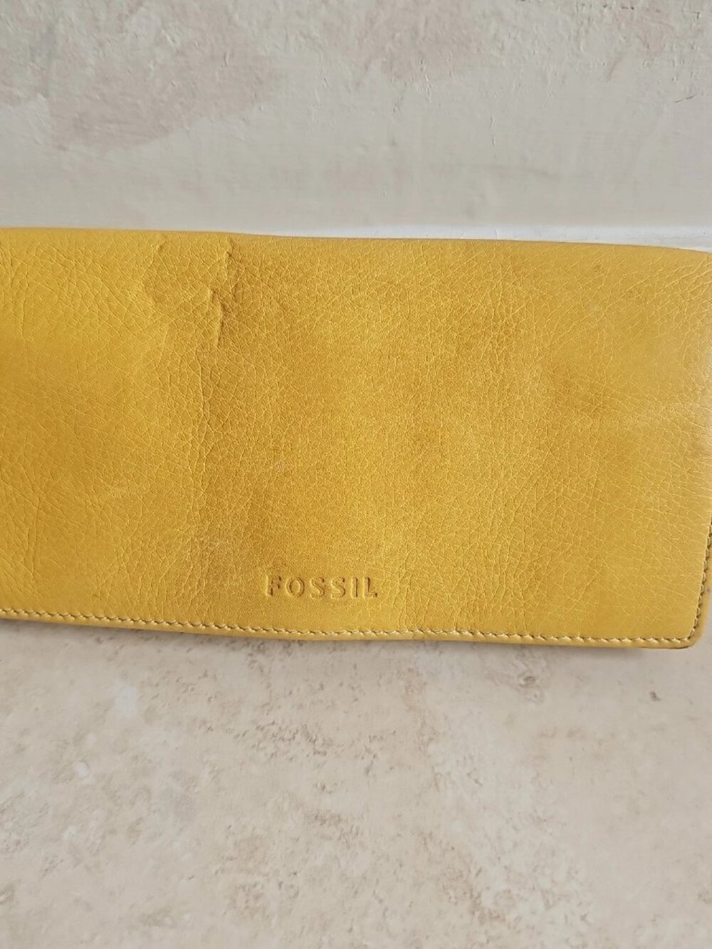 Fossil Yellow Leather Flap Wallet/Clutch - Picture 1 of 7